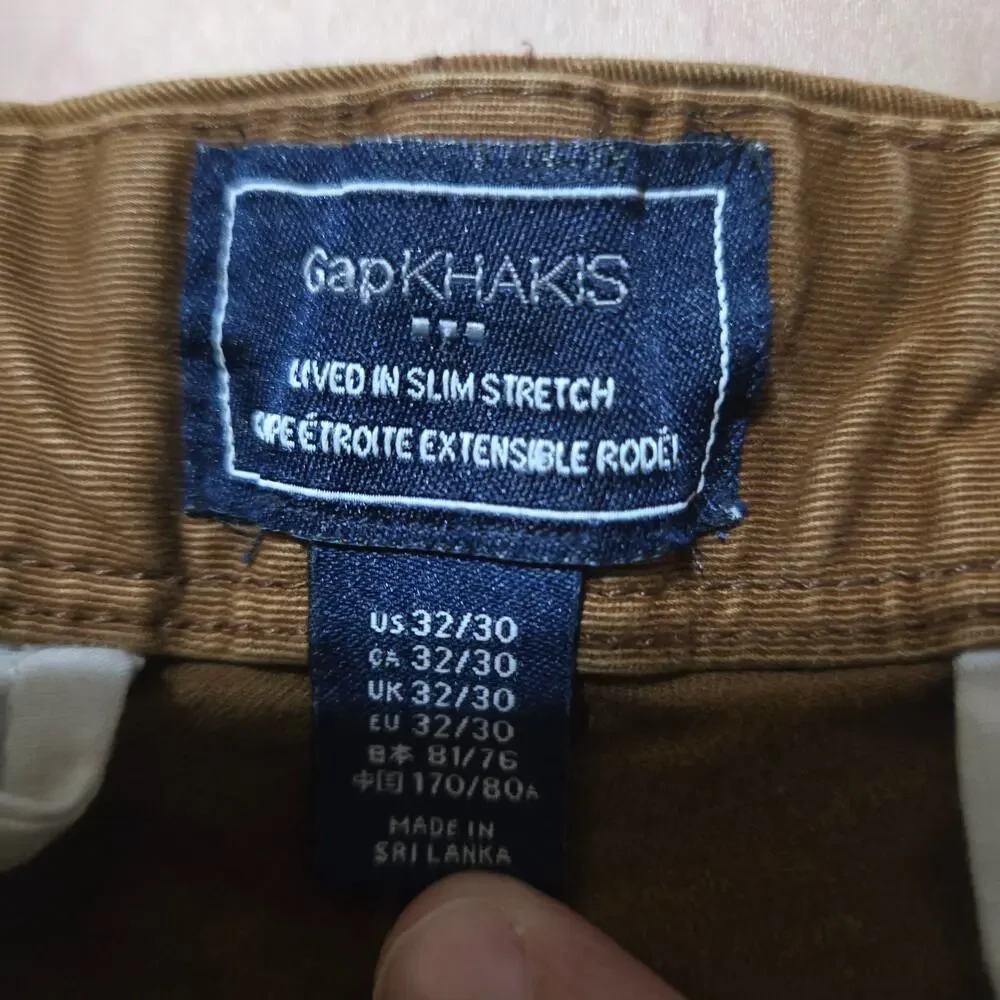 Gap Khakis Lived In Slim Stretch Chino Pants Brown 32x30